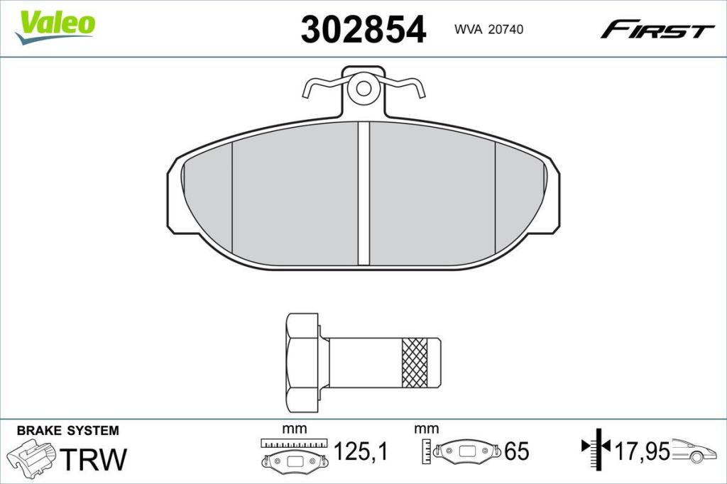Jeu de 4 plaquettes de frein VALEO ref. 302854